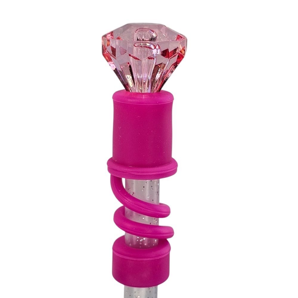 Diamond Straw Topper - Straw Cover - 10mm - Berry Truffle Pink